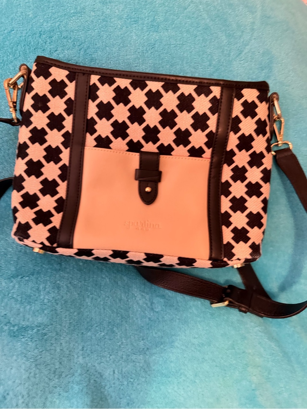 Spartina 449 Black & Pink Geometric Crossbody Bag